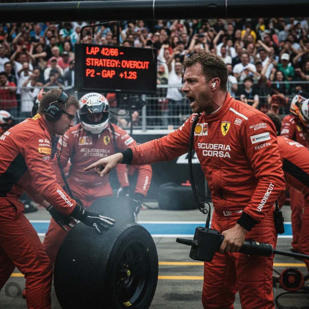 Thành viên đội pit crew F1 với súng bắn ốc